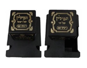 Picture of Tefillin Holder Boxes Rabbeinu Tam Size 33-34 Righty Gold Accent